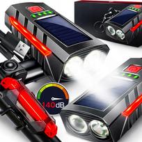 Dviračio žibintas priekiui ir galui 800 lm su signalu 140 dB, USB powerbank