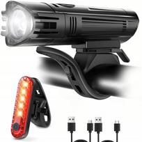 Dviračių žibintų LED rinkinys, priekinis ir galinis, 2000mAh