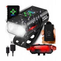 LED dviračio žibintas, atsparus vandeniui, įkraunamas per USB, su galiniu žibintu