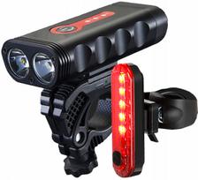 Dviračio LED priekinis žibintas 1800 lm ir galinis žibintas