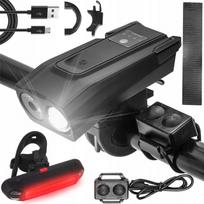 Dviračio žibintas su signalu, LED, įkraunamas USB, priekinis ir galinis