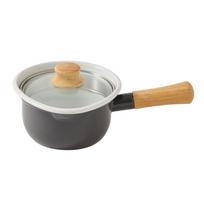 Fuji Enamelware Draining Glass Lid Pot Petit Pot Small Pot Single Handle Pot Dark Gray