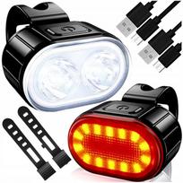 Priekinis ir galinis USB įkraunamas LED dviračio žibintų rinkinys