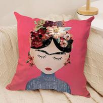 Classic F-Frida K-Kahlo Art Cushion Cover Short Plush Double-Sided Print Square Throw Pillow Covers Sofa Home Cushion Decor Peach skin 18*18(CM)-1Pcs