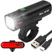 Dviračio žibintų komplektas 1000 lm, metalinis, USB, 4800 mAh, priekinis ir galinis