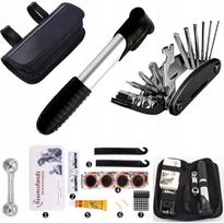 Dviračio remonto rinkinys 33in1 su multitool, pompa, lopais ir rėmo krepšiu
