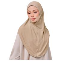 Solid Color Eid Al-Fitr Long Turban Adjustable Multiple Colors Arab Lady Headscarf Breathable Versatile Hijab Head Wrap Daily chaki