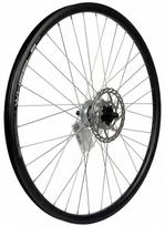 Dviračio priekinis ratas 28" su Shimano generatoriumi, diskiniams stabdžiams, juodas, su 160 mm skydeliu