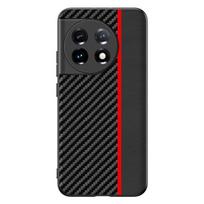 Applicable to OnePlus 11 mobile phone case Carbon fiber Kevlar pattern anti-drop ultra-thin OnePlus 11 leather case protective case Oneplus 11 raudona