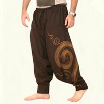 Vyriškos hipių jogos haremo kelnės Laisvos Elastingas juosmuo Plačios Vyriškos Laisvos Hipių Boho Čigonų Aladino Hipių Boho Harem M ruda