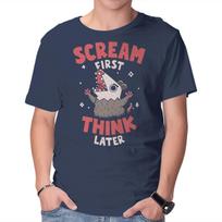 Unisex Crew Neck T-Shirt Scream First Think Later Graphic Short Sleeve Casual Tee XS