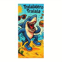 Interesting Tropical Cartoon Shark Tralalero Tralala Printed Beach Towel, Anti Sand Super Absorbent Quick Drying Towel 50CMX100CM