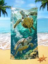 Ocean Turtle Print Beach Towel-Microfiber,Quick Drying,Highly Absorbent, Beach Choice-Coral Reef Bath Towel With Marine Organism 40x60cm