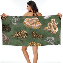 Ball Python Morphs Pattern Moss Green Beach Towel Soft Microfiber Quick Dry Absorbent Quick Towels For Yoga 70x140 cm