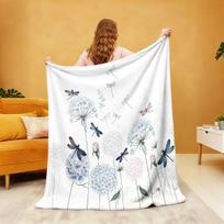 1Pc Dragonfly Dandelion Printed Flannel Blanket Multi Size Casual Comfortable Cover Carpet Machine Washable 70x100cm