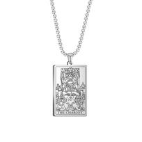 Dawapara The Major Arcana Tarot Cards Vintage Amulet Pendant Necklaces Box Chain Men Jewelry Stainless Steel Golden Black steel color