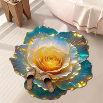 1Pc Soft Peony Flower Shaped Floor Mat 40x40cm/60x60cm Durable Non-Slip Absorbent Carpet for Bathroom & Living Room 40x40cm