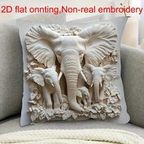 Elephant Family 3D Pillow Cover Soft Short Fleece Print Suitable For Living Room And Bedroom Decoration Bohemian Style, Elephant Peach skin 18*18(CM)-1Pcs