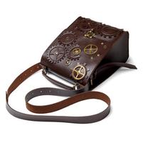 Steampunk Vintage Crossbody Bag Punk pečių krepšys Retro Gothic Gears rankinė ruda