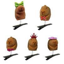 5Pcs Kids Hairpins Capybara Shape Spring Design Plastic Hair Clips Set Easy to Use Animal