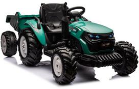 Lean Cars Traktorius su akumuliatoriumi HC-306 su priekaba Dark Green 24V | 25072 | 5905991061328