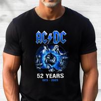 ACDC Band Shirt 52 Years 1973-2025 Anniversary Blue Graphic Tee for Music Lovers High-end Luxury Is for Both Men and Women Top M