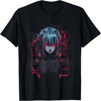 Anime Girl Manga Cyberpunk Vaporwave T-Shirt S juoda