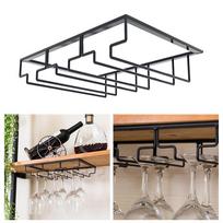 Po spintele Stemware vyno taurės laikiklis Metalinis laikiklis Bar Kitchen Juodas juoda
