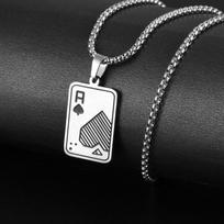 Titanium Steel Playing Card Spades Ace Necklace High-end Sweater Chain High-end Pendant 60CM