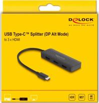 Adapteris AV Delock USB-C > 3x HDMI skirstytuvas MST 4K 60Hz (Black, 15cm) | 88040 | 4043619880409