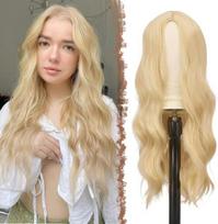 Moteriškas perukas ilgi plaukai 70 cm banguoti šviesūs tikroviškas sintetinis — perukas vakarėliui, cosplay plaukai, perukas su kirpčiais, dirbtiniai šviesūs plaukai, karščiui atsparus perukas, vestuvinė šukuosena