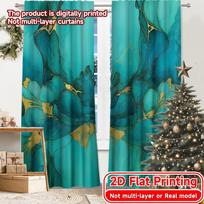 2D Flat Printing,2pcs Azure Blooms Creative Popular Curtains Prints Light Filtering Curtains Home Decor Suitable for Bedroom, 60×150cm