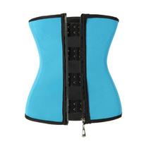 Corset Body Shaper Neoprene Waist Trainer Underbust Zipper Cincher Slimming Blue,3XL
