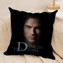 D-Damon Salvatore Cool Cushion Cover Silky Short Plush Invisible Zipper Dustproof Sofa Pillow Case For Home Decor Peach skin 18*18(CM)-1Pcs