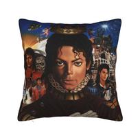 Michael Jackson Pillowcase Soft Polyester Cushion Cover Decoration Mjj Pop Music Singer Pillow Case Cover Home Zipper 40X40Cm Peach skin 18*18(CM)-1Pcs