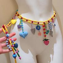 Fashion Hollow Out Dopamine Colored Beaded Waist Chain Y2K Harajuku Metal Waist Chain Kawaii Heart Bohemian Body Chain Summer