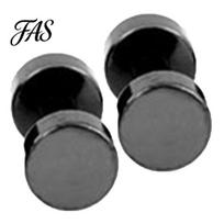 1 pora vyriškų šaunių pankroko stiliaus apvalių juodo nerūdijančio plieno auskarų 3 mm - 14 mm 4mm juoda