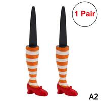 Halloween Witch Leg Flower Pot Holder Set Unique Garden Courtyard Lawn Planter Ornament for Outdoors A2