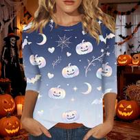 Women's Three-Quarter Sleeve Tops for Halloween Party Costume L juoda