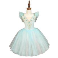 Fashion Sequin Ballet Dress Flowers Modern Ballet Tutu Party Dress Puffy Princess Dress Dance 120CM šviesiai mėlyna spalva