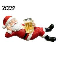 Indoor Plant Decoration Cute Lying Santa Flower Pot Huggers, Claus Figurines Decorations for Pots, Christmas Resin Decorations, Fairy Garden
