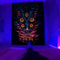 Purple Light Reaction Tapestry Mushroom Fluorescent Tapestry Psychedelic Hippie Nature Landscape Starry Sky Forest Wall Hanging 85x75cm