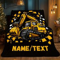 Custom Excavator Fleece Blanket Personalized Name All Season Soft Throw For Kids Boys Construction Tractor Bedding Decor 70x100cm28x39in