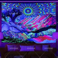 Trippy Planet Blacklight Tapestry Starry Night Sky Glow In The Dark Fluorescent Party Backdrops Uv Reactive Aesthetic Tapestry 70x100CM