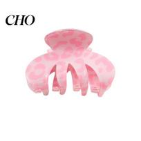 Strong Hold Hair Claw Anti-slip Teeth Leopard Heart Print Clip Pink Series Women Medium Size Back Head Shark Grip Accessory Multiple Colors G