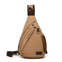 Canvas breast bag men's large-capacity messenger bag Korean version sports and leisure small backpack fashion trend shoulder bag chaki