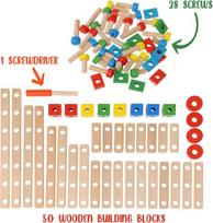 Medinės konstrukcinės kaladėlės, 78 elementų rinkinys, edukacinis vaikams — montessori žaislai, kaladėlės berniukams, įrankių rinkinys, stem žaislai, konstruktoriai, dovana 4 metų