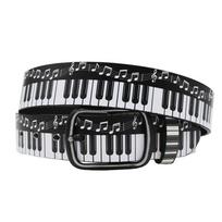 Muzikos natų rašto pianino klaviatūros spaudinio diržas Madingo prekės ženklo laisvalaikio PU juosmens diržas prabangaus dizaino džinsų kelnių diržas 125cm