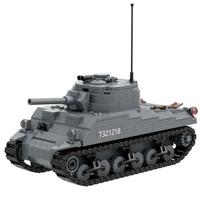 Karinio kamufliažo M4A2 Sherman vidutinio tanko plytų žaislas JAV jūrų pėstininkų konstruktorių rinkinys Armijos Suderinamas su prekių ženklais