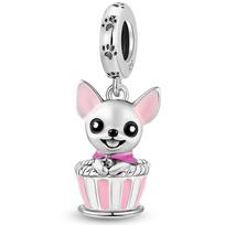 925 Silver Color Cute Barbell Pink Puppy Charms Bead Diy Bracelet Necklace Making Gift Of High Quality Fashion Jewelry For Women